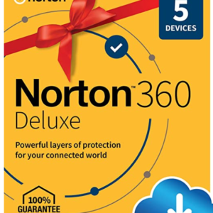 Norton 360 Deluxe, 2023 Ready, Antivirus software for 5 Devices with Auto Renewal - Includes VPN, PC Cloud Backup & Dark Web Monitoring [Download]